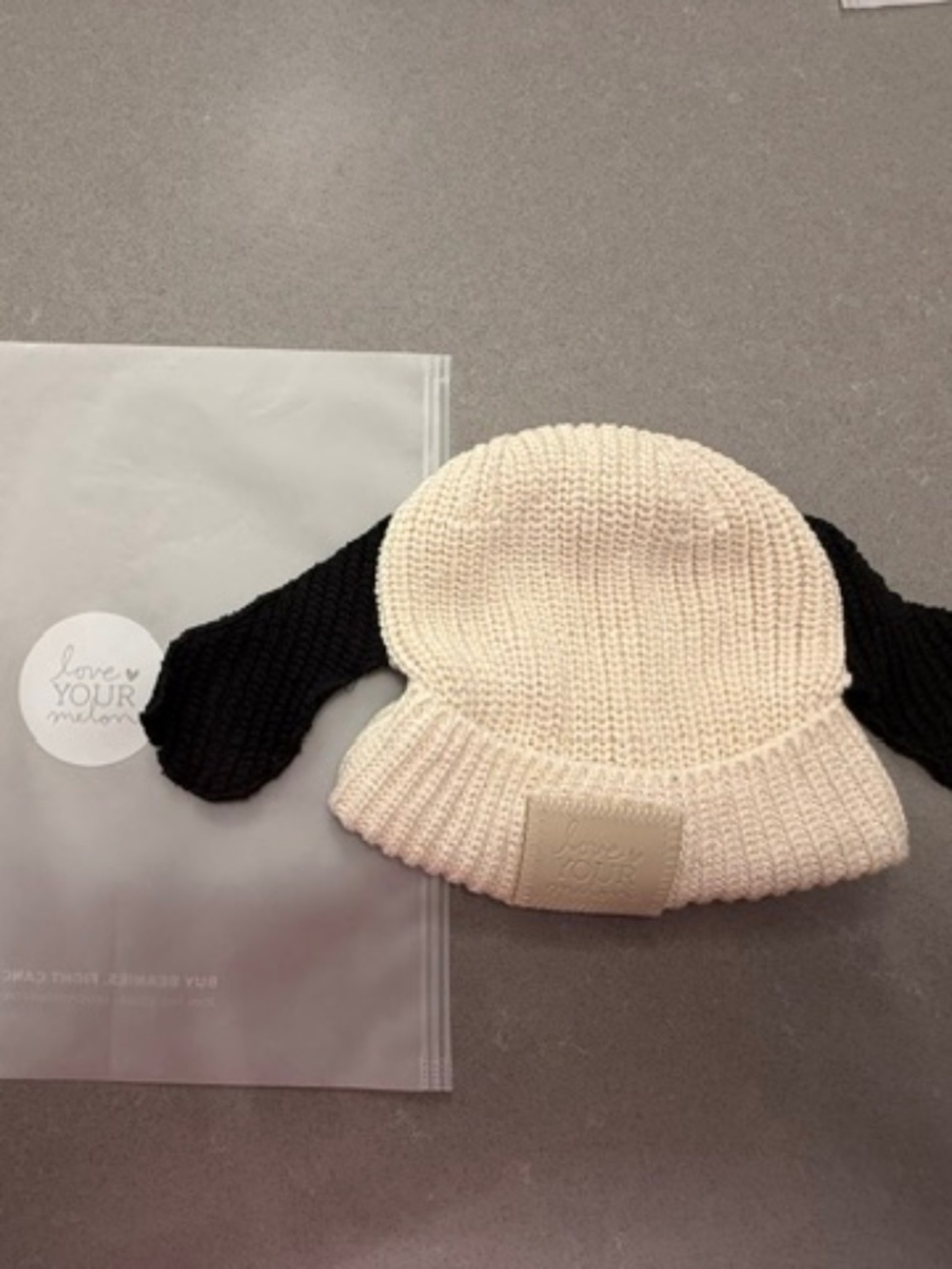 NWOT-Love Your Melon LYM Youth Beanie Cream Puppy Ear Knit Logo Cap Hat New